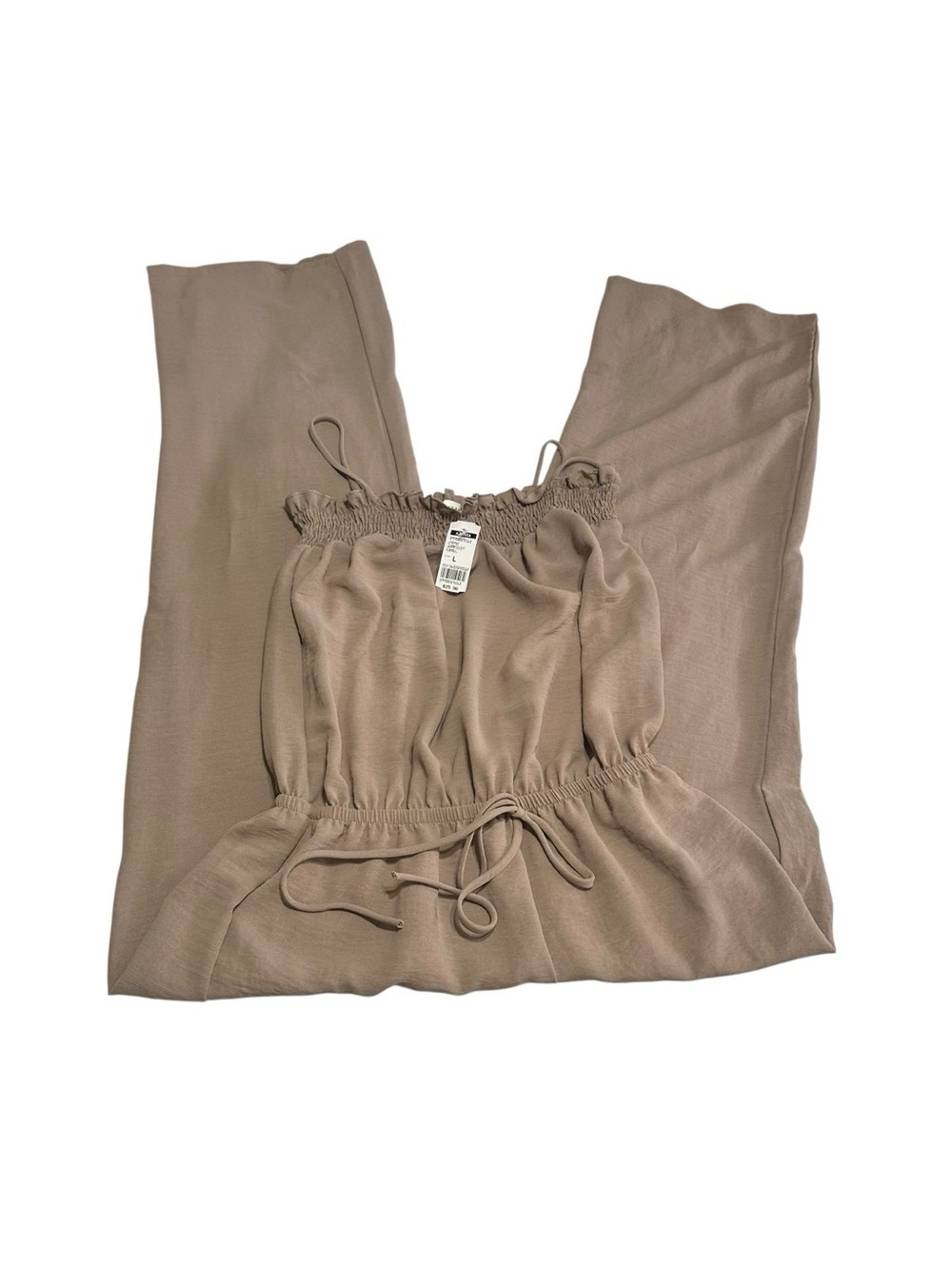 ATTIRANCE Taupe Smocked Top & Wide Leg Pants Set – NWT – Size L